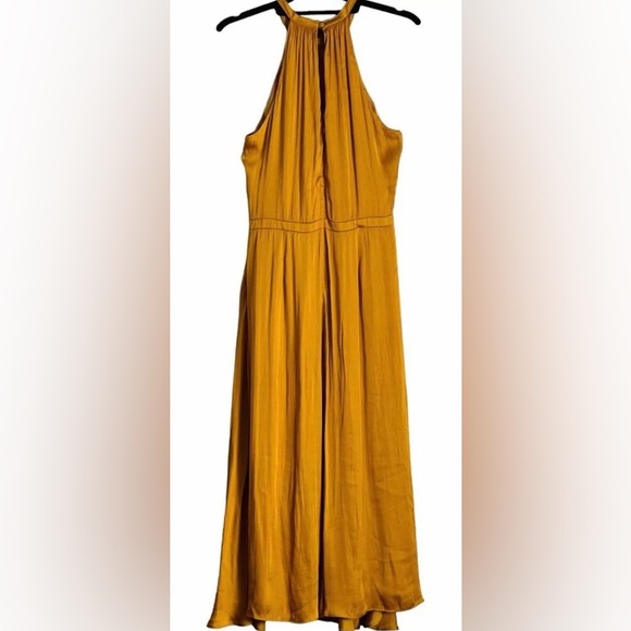 Stunning NWT 100% Silk Midi Dress, Color: Golden Yellow, & Size: 16 - Picture 8 of 16